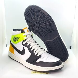 Nike Air Jordan 1 High Golf Shoe White Black Volt Gold Men sz 12 NEW DQ0660-105
